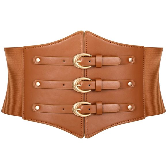 Women Corset Belt Wide Stretchy Waspie Elastic Waist Belt With Gold Buckle For🥰 - Picture 1 of 6
